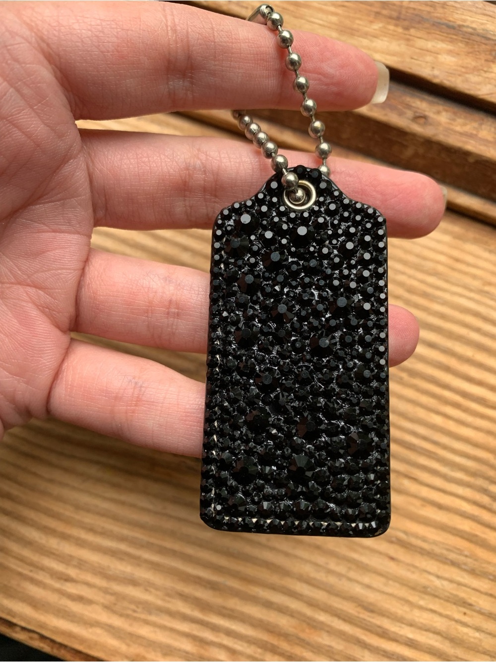 Coach 2.5” Black Y2K Hangtag with Black Rhinestones